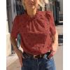 image:imagePRETTYGARDEN Summer Tops for Women 2026 Short Sleeve Embroidered Eyelet Shirts Dressy Casual Blouses Spring Fashion ClothesBrown Red