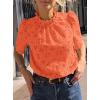 image:imagePRETTYGARDEN Summer Tops for Women 2026 Short Sleeve Embroidered Eyelet Shirts Dressy Casual Blouses Spring Fashion ClothesOrange