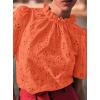 image:imagePRETTYGARDEN Summer Tops for Women 2026 Short Sleeve Embroidered Eyelet Shirts Dressy Casual Blouses Spring Fashion ClothesOrange