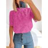 image:imagePRETTYGARDEN Summer Tops for Women 2026 Short Sleeve Embroidered Eyelet Shirts Dressy Casual Blouses Spring Fashion ClothesRose Red