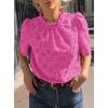 image:imagePRETTYGARDEN Summer Tops for Women 2026 Short Sleeve Embroidered Eyelet Shirts Dressy Casual Blouses Spring Fashion ClothesRose Red