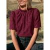 image:imagePRETTYGARDEN Summer Tops for Women 2026 Short Sleeve Embroidered Eyelet Shirts Dressy Casual Blouses Spring Fashion ClothesWine Red