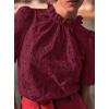 image:imagePRETTYGARDEN Summer Tops for Women 2026 Short Sleeve Embroidered Eyelet Shirts Dressy Casual Blouses Spring Fashion ClothesWine Red