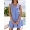 image:imagePRETTYGARDEN Sundresses for Women 2026 Casual Short Summer Dresses Sleeveless V Neck Tank A Line Spring Beach Vacation DressBlue
