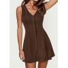 image:imagePRETTYGARDEN Sundresses for Women 2026 Casual Short Summer Dresses Sleeveless V Neck Tank A Line Spring Beach Vacation DressBrown