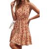 image:imagePRETTYGARDEN Sundresses for Women 2026 Summer Boho Sleeveless Wrap V Neck Floral Mini Dress Beach Vacation Short DressesFloral Apricot Red