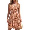 image:imagePRETTYGARDEN Sundresses for Women 2026 Summer Boho Sleeveless Wrap V Neck Floral Mini Dress Beach Vacation Short DressesFloral Apricot Red