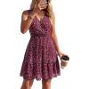 image:imagePRETTYGARDEN Sundresses for Women 2026 Summer Boho Sleeveless Wrap V Neck Floral Mini Dress Beach Vacation Short DressesFloral Black Rose Red