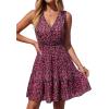 image:imagePRETTYGARDEN Sundresses for Women 2026 Summer Boho Sleeveless Wrap V Neck Floral Mini Dress Beach Vacation Short DressesFloral Black Rose Red