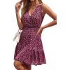 image:imagePRETTYGARDEN Sundresses for Women 2026 Summer Boho Sleeveless Wrap V Neck Floral Mini Dress Beach Vacation Short DressesFloral Black Rose Red