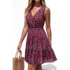 image:imagePRETTYGARDEN Sundresses for Women 2026 Summer Boho Sleeveless Wrap V Neck Floral Mini Dress Beach Vacation Short DressesFloral Black Rose Red