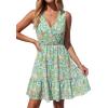 image:imagePRETTYGARDEN Sundresses for Women 2026 Summer Boho Sleeveless Wrap V Neck Floral Mini Dress Beach Vacation Short DressesGreen Floral