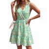 image:imagePRETTYGARDEN Sundresses for Women 2026 Summer Boho Sleeveless Wrap V Neck Floral Mini Dress Beach Vacation Short DressesGreen Floral