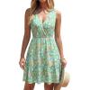 image:imagePRETTYGARDEN Sundresses for Women 2026 Summer Boho Sleeveless Wrap V Neck Floral Mini Dress Beach Vacation Short DressesGreen Floral