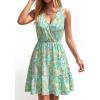 image:imagePRETTYGARDEN Sundresses for Women 2026 Summer Boho Sleeveless Wrap V Neck Floral Mini Dress Beach Vacation Short DressesGreen Floral