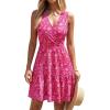 image:imagePRETTYGARDEN Sundresses for Women 2026 Summer Boho Sleeveless Wrap V Neck Floral Mini Dress Beach Vacation Short DressesPink Floral