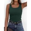image:imagePRETTYGARDEN Tank Tops for Women 2026 Summer Sleeveless Scoop Neck Ribbed Tops Cute Spring Casual Fitted Basic Cami ShirtsDark Green