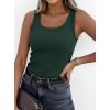 image:imagePRETTYGARDEN Tank Tops for Women 2026 Summer Sleeveless Scoop Neck Ribbed Tops Cute Spring Casual Fitted Basic Cami ShirtsDark Green