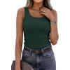 image:imagePRETTYGARDEN Tank Tops for Women 2026 Summer Sleeveless Scoop Neck Ribbed Tops Cute Spring Casual Fitted Basic Cami ShirtsDark Green