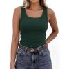 image:imagePRETTYGARDEN Tank Tops for Women 2026 Summer Sleeveless Scoop Neck Ribbed Tops Cute Spring Casual Fitted Basic Cami ShirtsDark Green