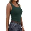 image:imagePRETTYGARDEN Tank Tops for Women 2026 Summer Sleeveless Scoop Neck Ribbed Tops Cute Spring Casual Fitted Basic Cami ShirtsDark Green