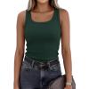 image:imagePRETTYGARDEN Tank Tops for Women 2026 Summer Sleeveless Scoop Neck Ribbed Tops Cute Spring Casual Fitted Basic Cami ShirtsDark Green