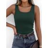 image:imagePRETTYGARDEN Tank Tops for Women 2026 Summer Sleeveless Scoop Neck Ribbed Tops Cute Spring Casual Fitted Basic Cami ShirtsDark Green
