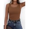 image:imagePRETTYGARDEN Tank Tops for Women 2026 Summer Sleeveless Scoop Neck Ribbed Tops Cute Spring Casual Fitted Basic Cami ShirtsDark Khaki
