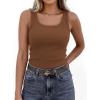 image:imagePRETTYGARDEN Tank Tops for Women 2026 Summer Sleeveless Scoop Neck Ribbed Tops Cute Spring Casual Fitted Basic Cami ShirtsDark Khaki