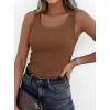 image:imagePRETTYGARDEN Tank Tops for Women 2026 Summer Sleeveless Scoop Neck Ribbed Tops Cute Spring Casual Fitted Basic Cami ShirtsDark Khaki