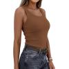 image:imagePRETTYGARDEN Tank Tops for Women 2026 Summer Sleeveless Scoop Neck Ribbed Tops Cute Spring Casual Fitted Basic Cami ShirtsDark Khaki