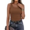 image:imagePRETTYGARDEN Tank Tops for Women 2026 Summer Sleeveless Scoop Neck Ribbed Tops Cute Spring Casual Fitted Basic Cami ShirtsDark Khaki