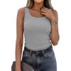image:imagePRETTYGARDEN Tank Tops for Women 2026 Summer Sleeveless Scoop Neck Ribbed Tops Cute Spring Casual Fitted Basic Cami ShirtsGrey