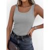 image:imagePRETTYGARDEN Tank Tops for Women 2026 Summer Sleeveless Scoop Neck Ribbed Tops Cute Spring Casual Fitted Basic Cami ShirtsGrey