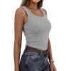 image:imagePRETTYGARDEN Tank Tops for Women 2026 Summer Sleeveless Scoop Neck Ribbed Tops Cute Spring Casual Fitted Basic Cami ShirtsGrey