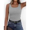 image:imagePRETTYGARDEN Tank Tops for Women 2026 Summer Sleeveless Scoop Neck Ribbed Tops Cute Spring Casual Fitted Basic Cami ShirtsGrey