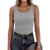 image:imagePRETTYGARDEN Tank Tops for Women 2026 Summer Sleeveless Scoop Neck Ribbed Tops Cute Spring Casual Fitted Basic Cami ShirtsGrey