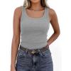 image:imagePRETTYGARDEN Tank Tops for Women 2026 Summer Sleeveless Scoop Neck Ribbed Tops Cute Spring Casual Fitted Basic Cami ShirtsGrey