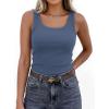 image:imagePRETTYGARDEN Tank Tops for Women 2026 Summer Sleeveless Scoop Neck Ribbed Tops Cute Spring Casual Fitted Basic Cami ShirtsGrey Blue