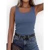 image:imagePRETTYGARDEN Tank Tops for Women 2026 Summer Sleeveless Scoop Neck Ribbed Tops Cute Spring Casual Fitted Basic Cami ShirtsGrey Blue