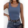 image:imagePRETTYGARDEN Tank Tops for Women 2026 Summer Sleeveless Scoop Neck Ribbed Tops Cute Spring Casual Fitted Basic Cami ShirtsGrey Blue