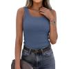 image:imagePRETTYGARDEN Tank Tops for Women 2026 Summer Sleeveless Scoop Neck Ribbed Tops Cute Spring Casual Fitted Basic Cami ShirtsGrey Blue
