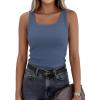 image:imagePRETTYGARDEN Tank Tops for Women 2026 Summer Sleeveless Scoop Neck Ribbed Tops Cute Spring Casual Fitted Basic Cami ShirtsGrey Blue