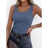 image:imagePRETTYGARDEN Tank Tops for Women 2026 Summer Sleeveless Scoop Neck Ribbed Tops Cute Spring Casual Fitted Basic Cami ShirtsGrey Blue