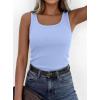 image:imagePRETTYGARDEN Tank Tops for Women 2026 Summer Sleeveless Scoop Neck Ribbed Tops Cute Spring Casual Fitted Basic Cami ShirtsLight Blue