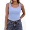 image:imagePRETTYGARDEN Tank Tops for Women 2026 Summer Sleeveless Scoop Neck Ribbed Tops Cute Spring Casual Fitted Basic Cami ShirtsLight Blue