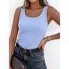 image:imagePRETTYGARDEN Tank Tops for Women 2026 Summer Sleeveless Scoop Neck Ribbed Tops Cute Spring Casual Fitted Basic Cami ShirtsLight Blue
