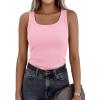 image:imagePRETTYGARDEN Tank Tops for Women 2026 Summer Sleeveless Scoop Neck Ribbed Tops Cute Spring Casual Fitted Basic Cami ShirtsPink
