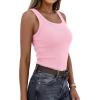 image:imagePRETTYGARDEN Tank Tops for Women 2026 Summer Sleeveless Scoop Neck Ribbed Tops Cute Spring Casual Fitted Basic Cami ShirtsPink