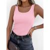 image:imagePRETTYGARDEN Tank Tops for Women 2026 Summer Sleeveless Scoop Neck Ribbed Tops Cute Spring Casual Fitted Basic Cami ShirtsPink